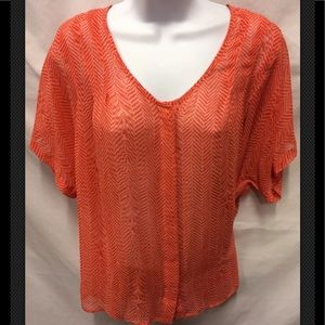 MAEVE Anthropologie 100% Silk Chevron Scoop Sheer